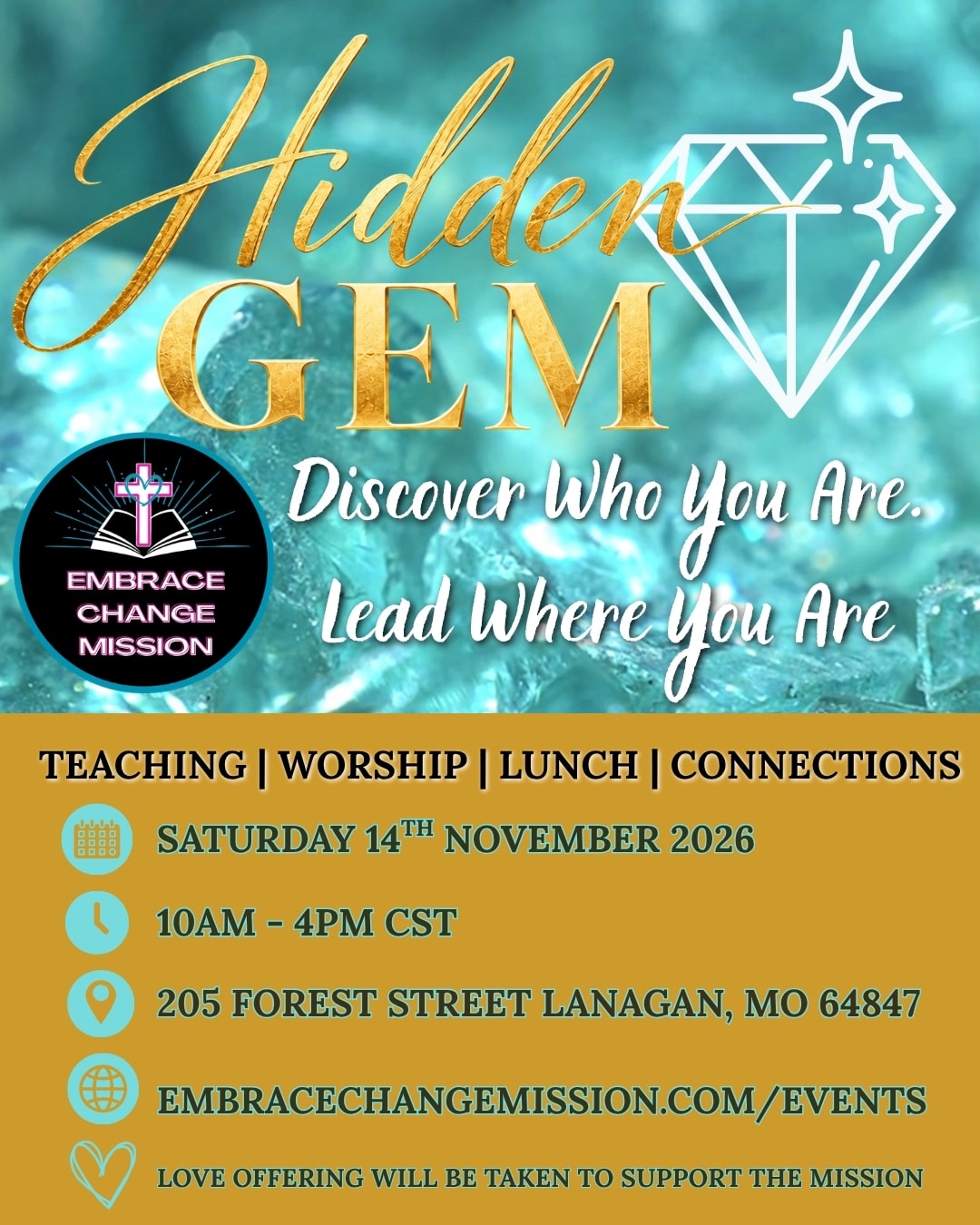 Hidden Gem — Discover Who You Are. Lead Where You Are. Conference flyer