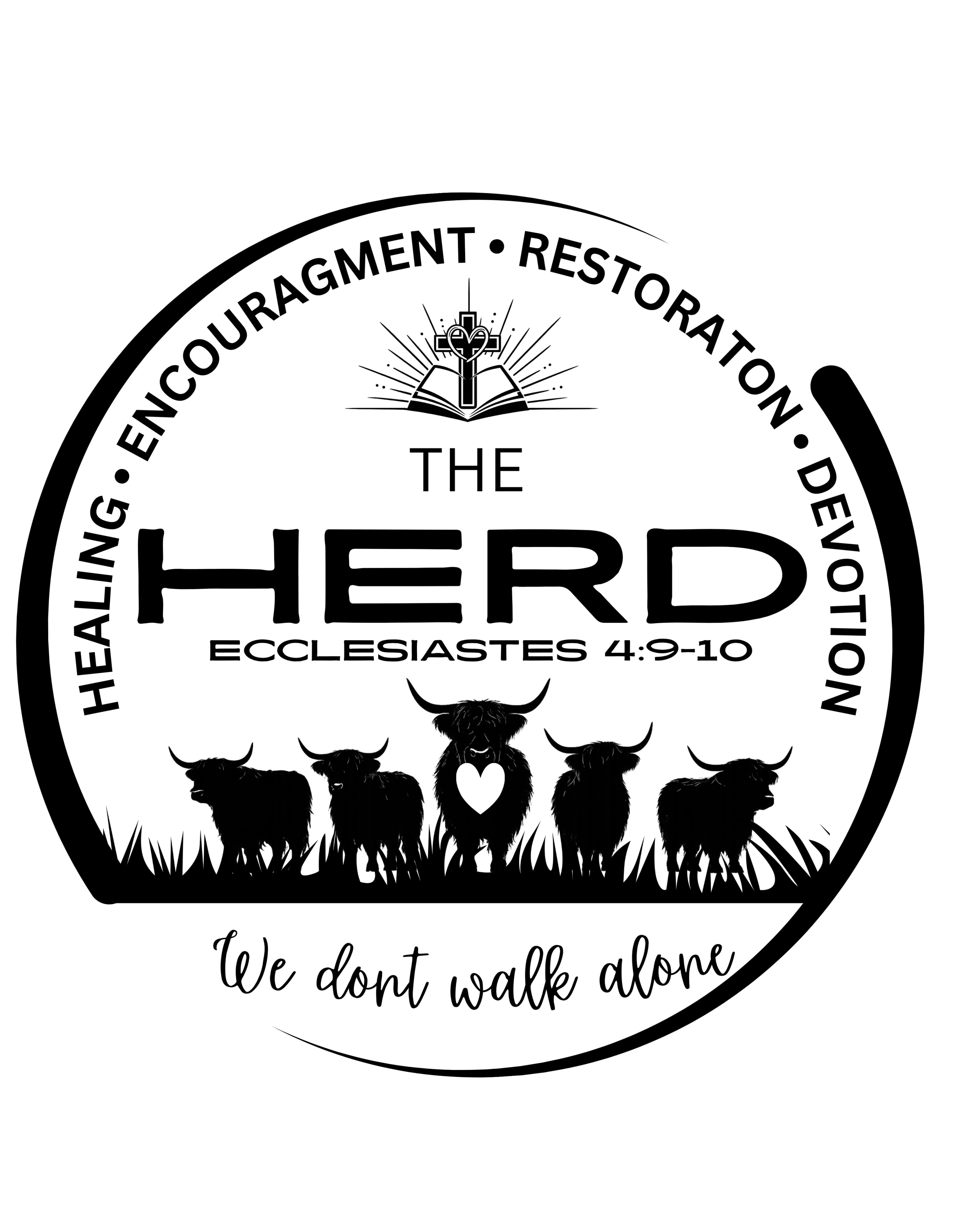 The Herd Community logo — Healing, Encouragement, Restoration, Devotion. We don't walk alone.